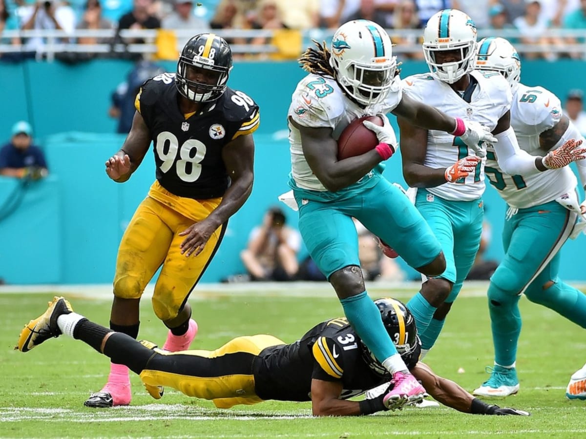 Miami Dolphins honor 1972 team at halftime of game vs. Steelers