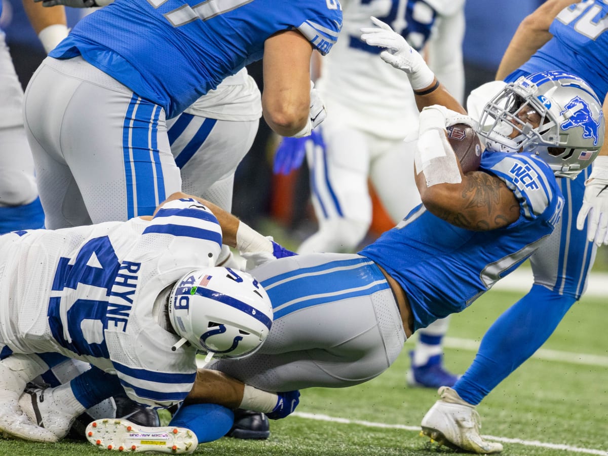 Forrest Rhyne of the Indianapolis Colts celebrates his touchdown