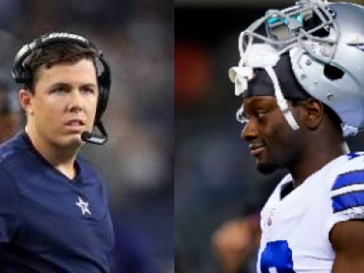 Dallas Cowboys offensive coordinator Kellen Moore reacts to a play during  an NFL football game against the Washington Commanders, Sunday, Oct. 2,  2022, in Arlington. (AP Photo/Tyler Kaufman Stock Photo - Alamy