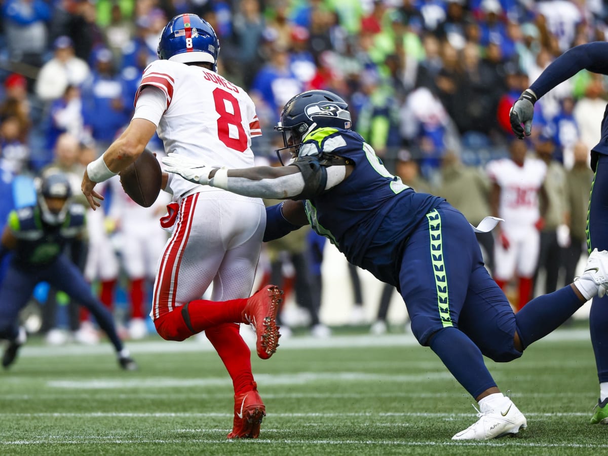 Seattle Seahawks players celebrate during an NFL football game against the  New York Giants, Sunday, Oct. 30, 2022, in Seattle, WA. The Seahawks  defeated the Giants 27-13. (AP Photo/Ben VanHouten Stock Photo - Alamy