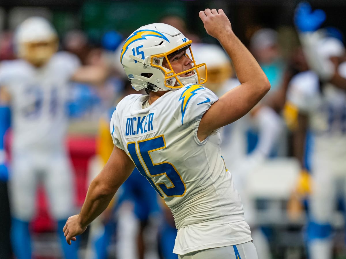 Cameron Dicker Los Angeles Chargers Game-Used #15 White Jersey vs. Arizona  Cardinals on November 27 2022