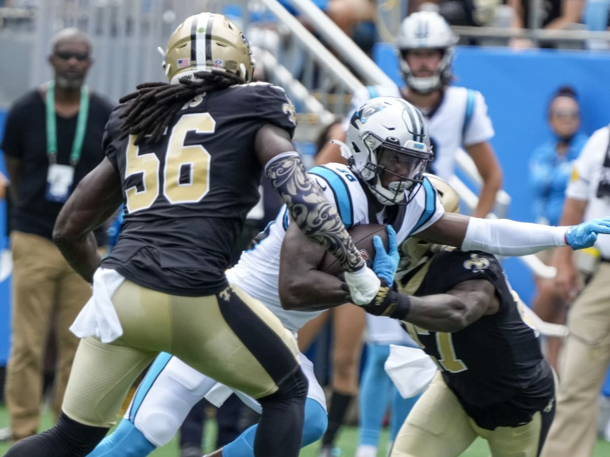 A Carolina Panthers helmet during the NFL football game between the New  Orleans Saints and the Carolina Panthers on Sunday, Sep. 27, 2015 in  Charlotte, NC. Jacob Kupferman/CSM Stock Photo - Alamy