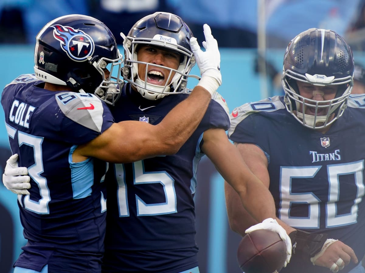 FILE - Tennessee Titans wide receiver Nick Westbrook-Ikhine leaves the  field after a win over the San Francisco 49ers in an NFL football game  Thursday, Dec. 23, 2021, in Nashville, Tenn. Finding