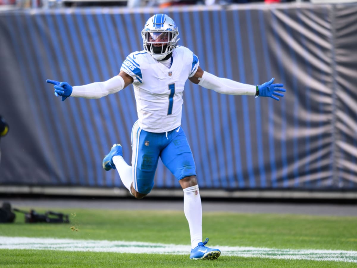 Detroit Lions punter Jack Fox (3) kicks off against the Seattle Seahawks  during an NFL football game at Ford Field in Detroit, Sunday, Sept. 17,  2023. (AP Photo/Rick Osentoski Stock Photo - Alamy