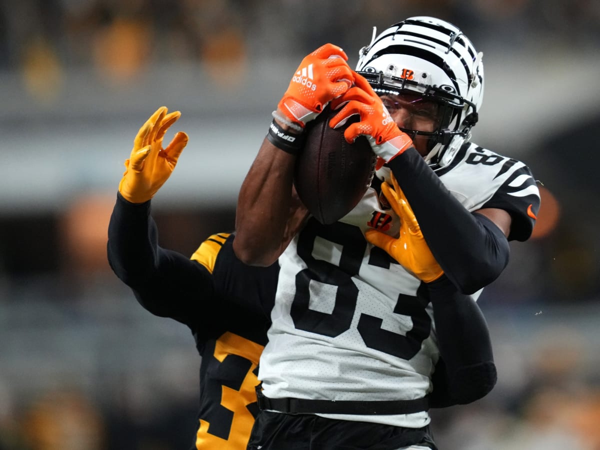 Cincinnati Bengals wide receiver Tyler Boyd (83) lines up for the play  during an NFL wild-card playoff football game against the Las Vegas  Raiders, Saturday, Jan. 15, 2022, in Cincinnati. (AP Photo/Emilee