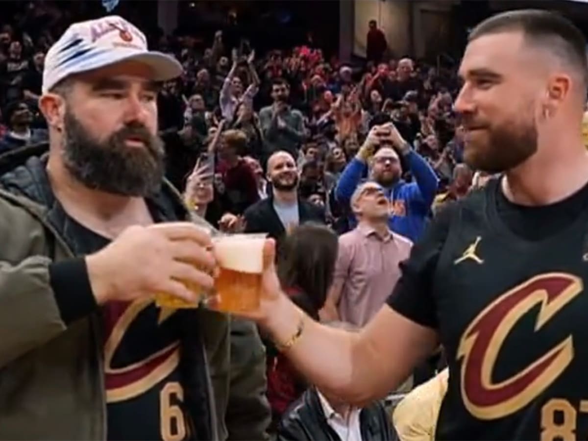 Jason and Travis Kelce Absolutely Delete Beers in Chugging Competition at  Cavaliers Game - Sports Illustrated