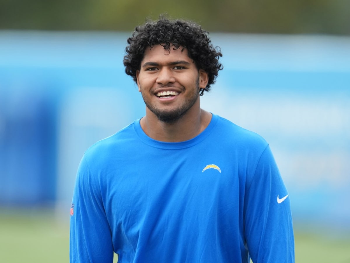 Los Angeles Chargers linebacker Tuli Tuipulotu (45) runs during an NFL  preseason football game against the New Orleans Saints, Sunday, Aug. 20,  2023, in Inglewood, Calif. (AP Photo/Kyusung Gong Stock Photo - Alamy