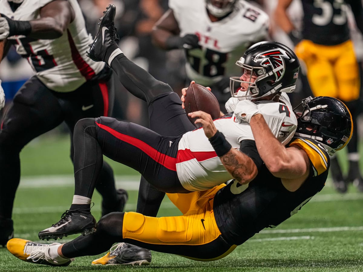 Pittsburgh Steelers wide receiver Calvin Austin III (19) fields a punt  during the first half of an NFL preseason football game against the Atlanta  Falcons, Thursday, Aug. 24, 2023, in Atlanta. The