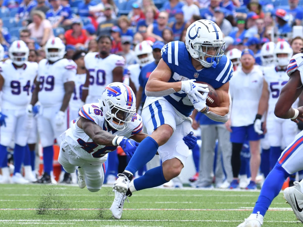 Indianapolis Colts running back Evan Hull (26) walks off the field