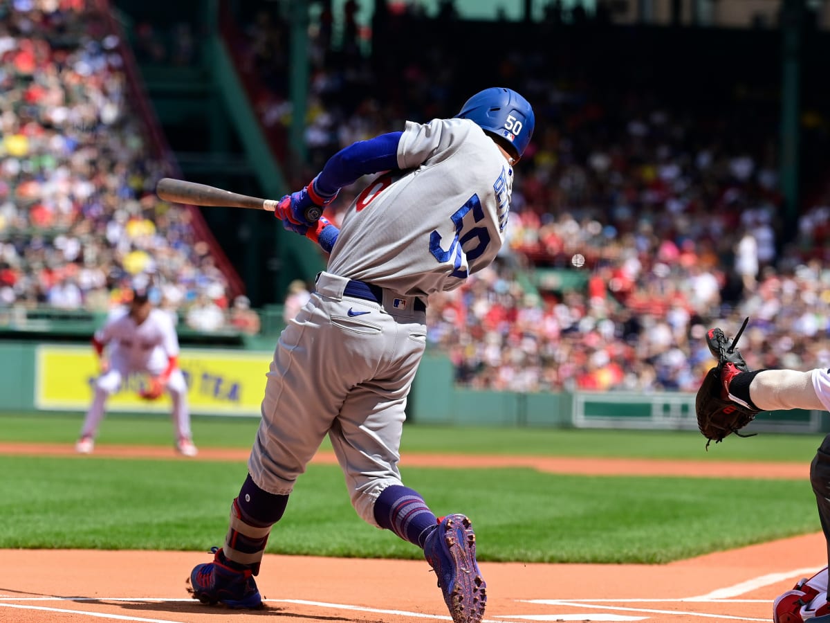 Boston Red Sox leadoff batter Mookie Betts doubles in the first inning -  Gold Medal Impressions