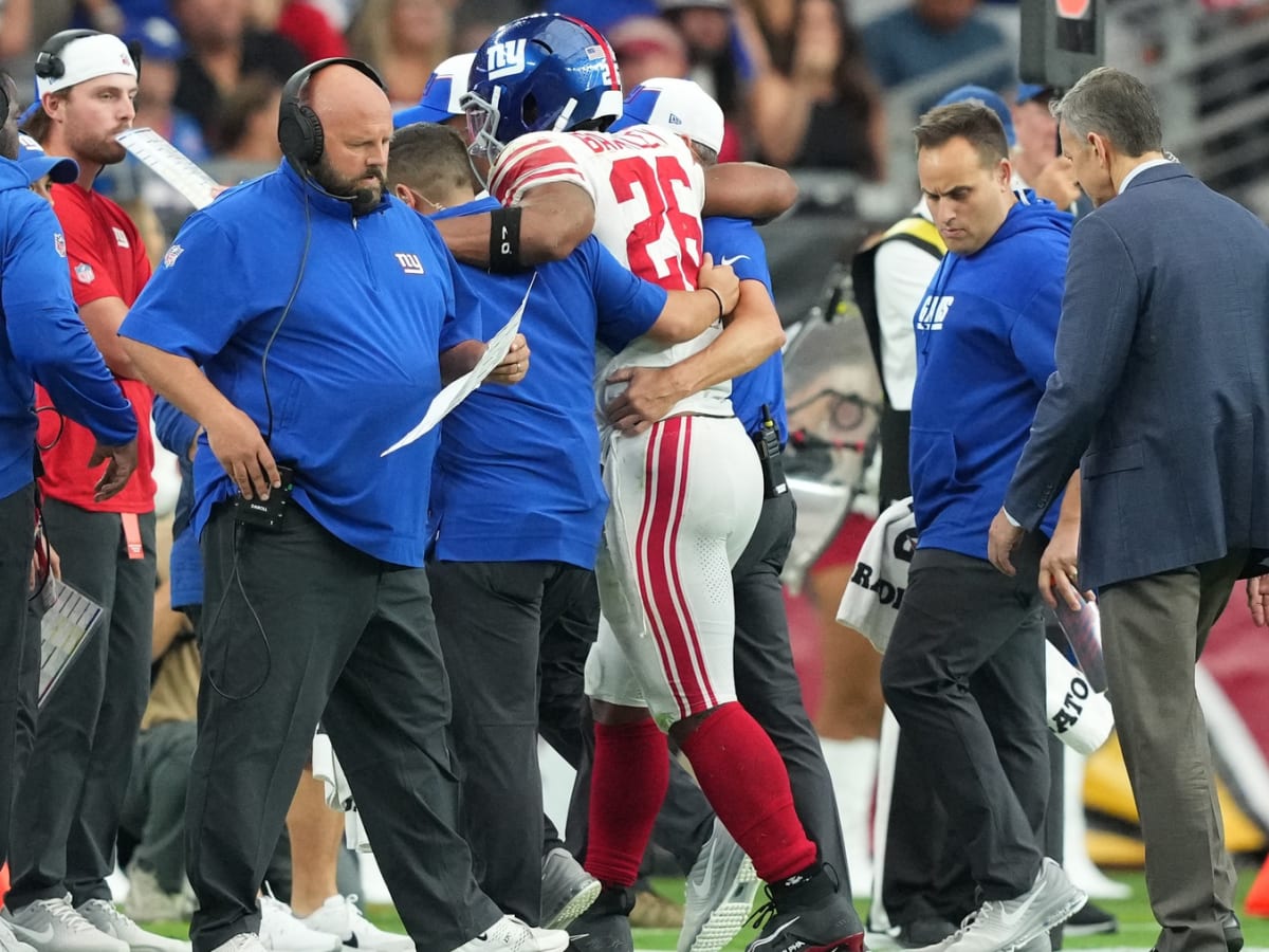 New York Giants running back Saquon Barkley says he has a high ankle sprain  Arizona News - Bally Sports