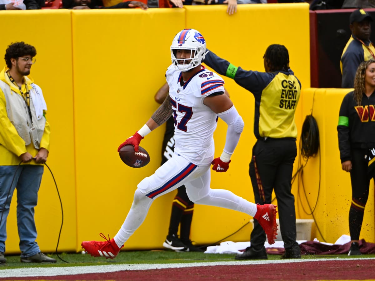 Can't-Miss Play: Pick-six TD! Buffalo Bills defensive end A.J. Epenesa  turns Bills' fourth INT of Washington Commanders quarterback Sam Howell  into score