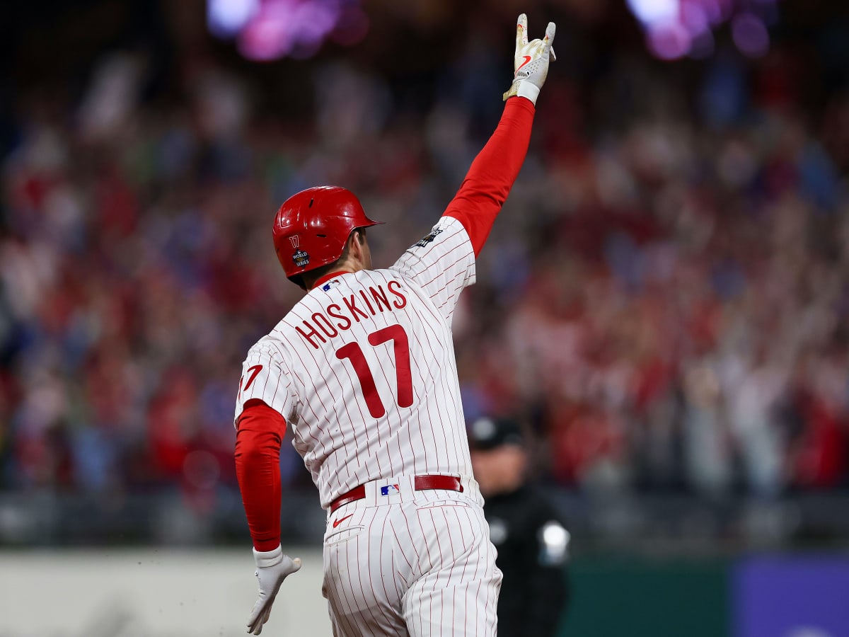 Phillies' Rhys Hoskins OK after being hit by pitch on hand, could return in  Atlanta – NBC Sports Philadelphia