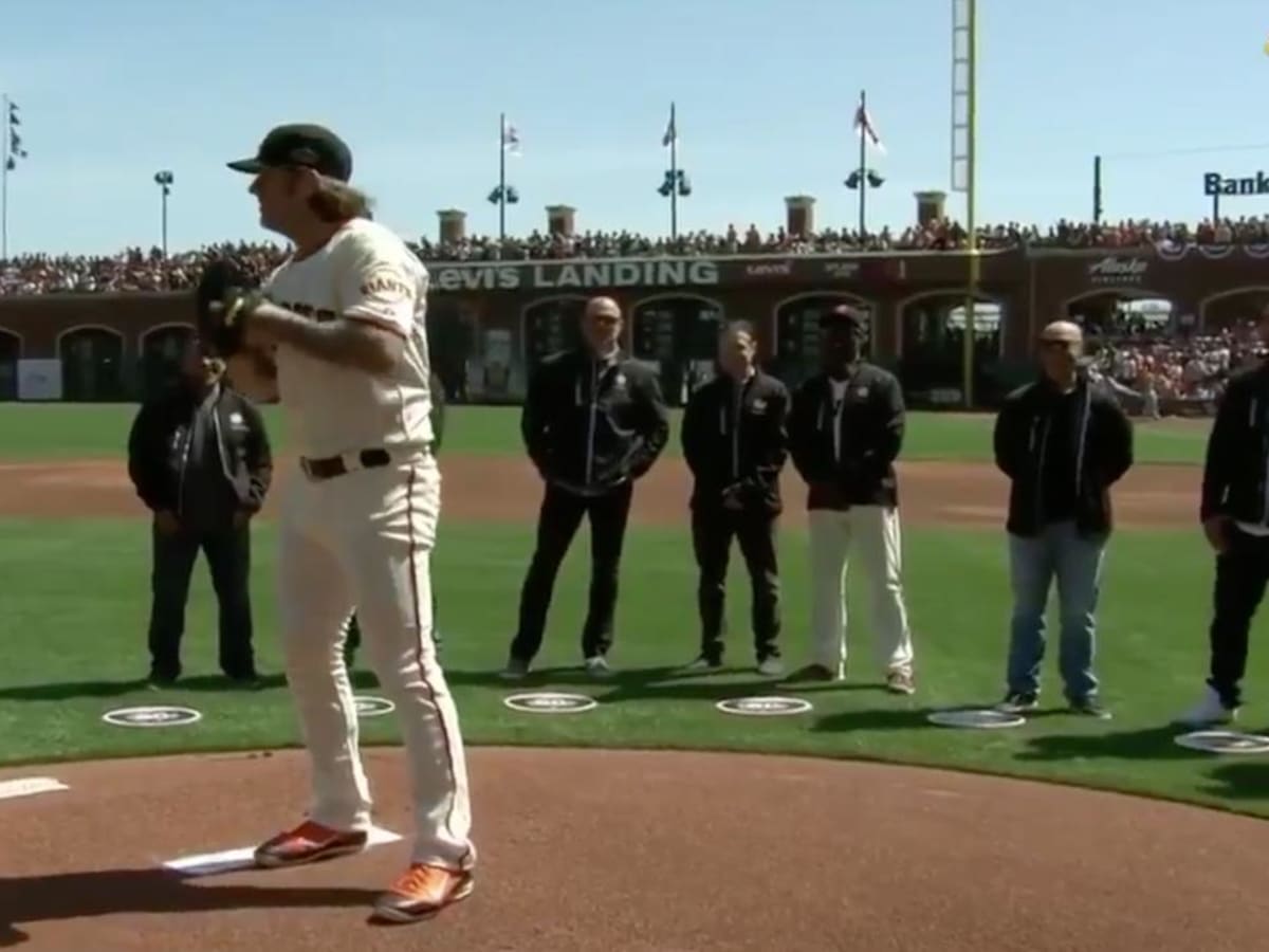 Brian Wilson Surprise 1st Pitch, 04/04/2018