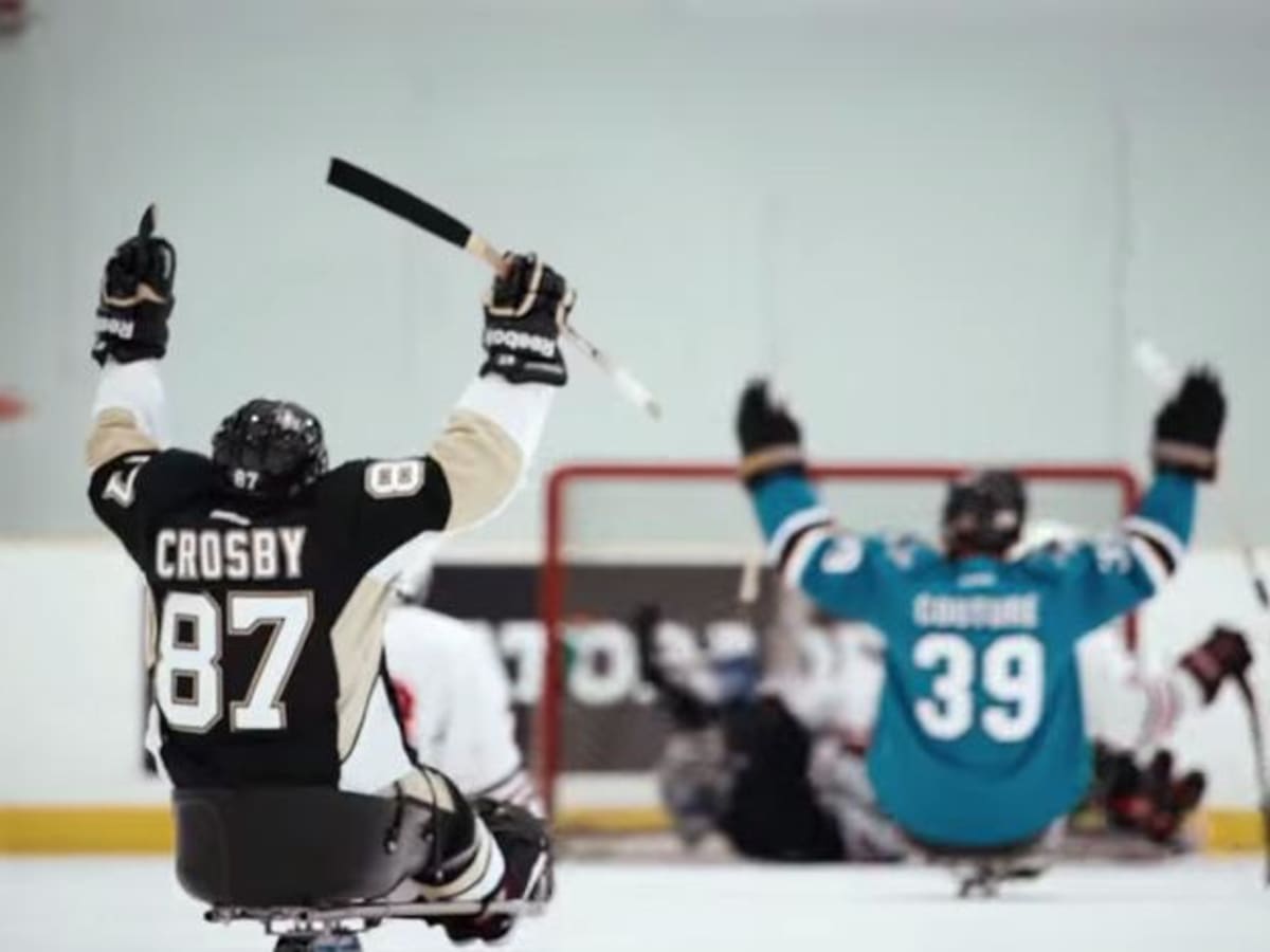 Watch Sidney Crosby and Claude Giroux surprise and skate with a sledge  hockey team