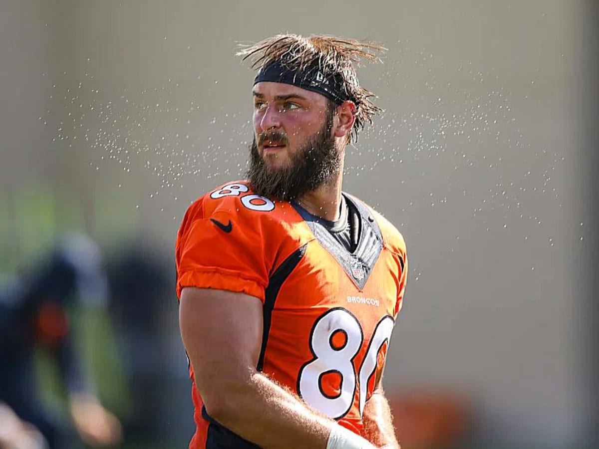 Denver Broncos rookie defensive lineman Eyioma Uwazurike takes part in  drills during the NFL football team's training camp Tuesday, Aug. 2, 2022,  at the Broncos' headquarters in Centennial, Colo. (AP Photo/David Zalubowski