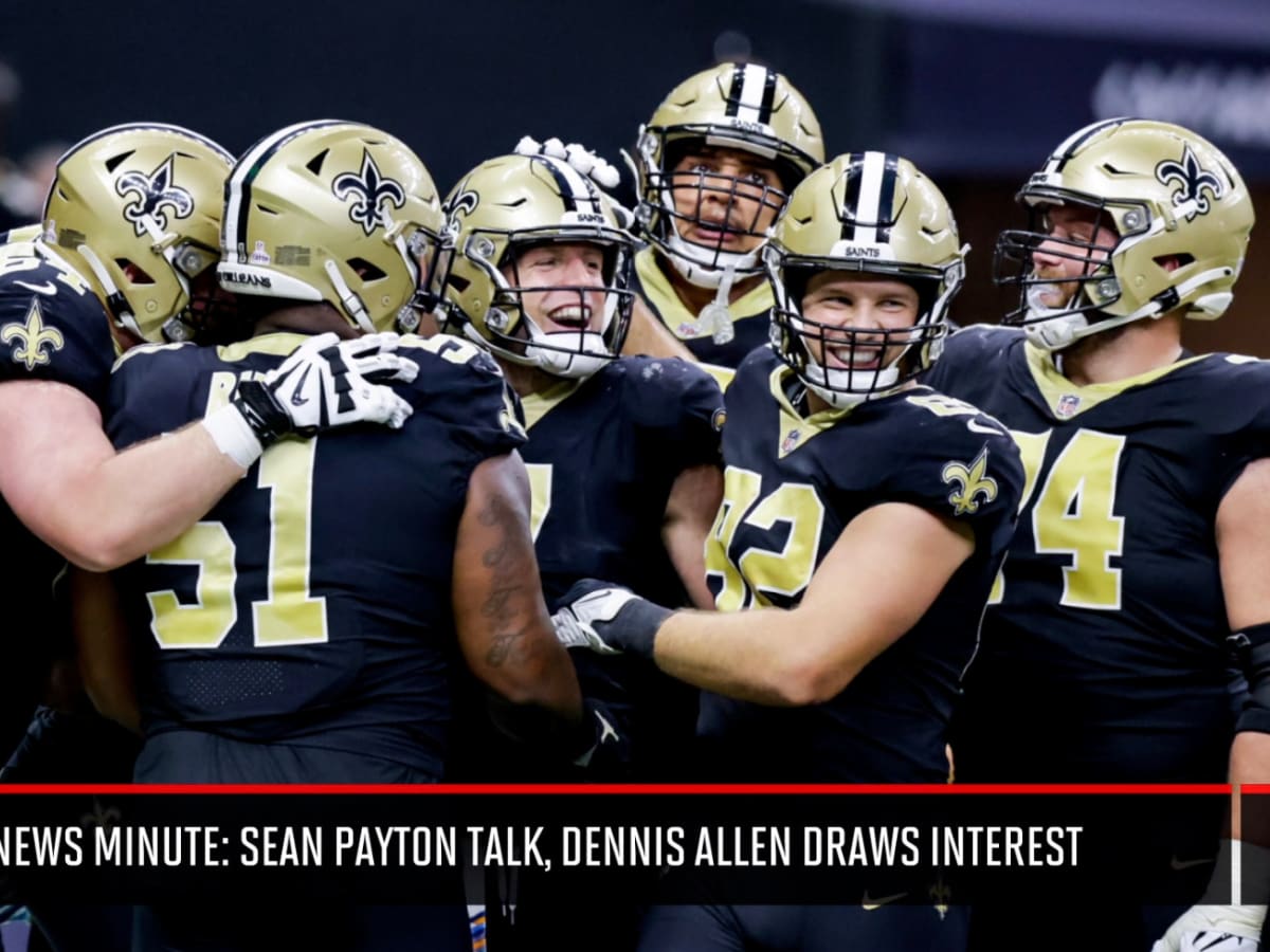 New Orleans Saints defensive coordinator Dennis Allen looks up at the  scoreboard during the game against the Chicago Bears at the Mercedes-Benz  Superdome in New Orleans October 29, 2017. Photo by AJ