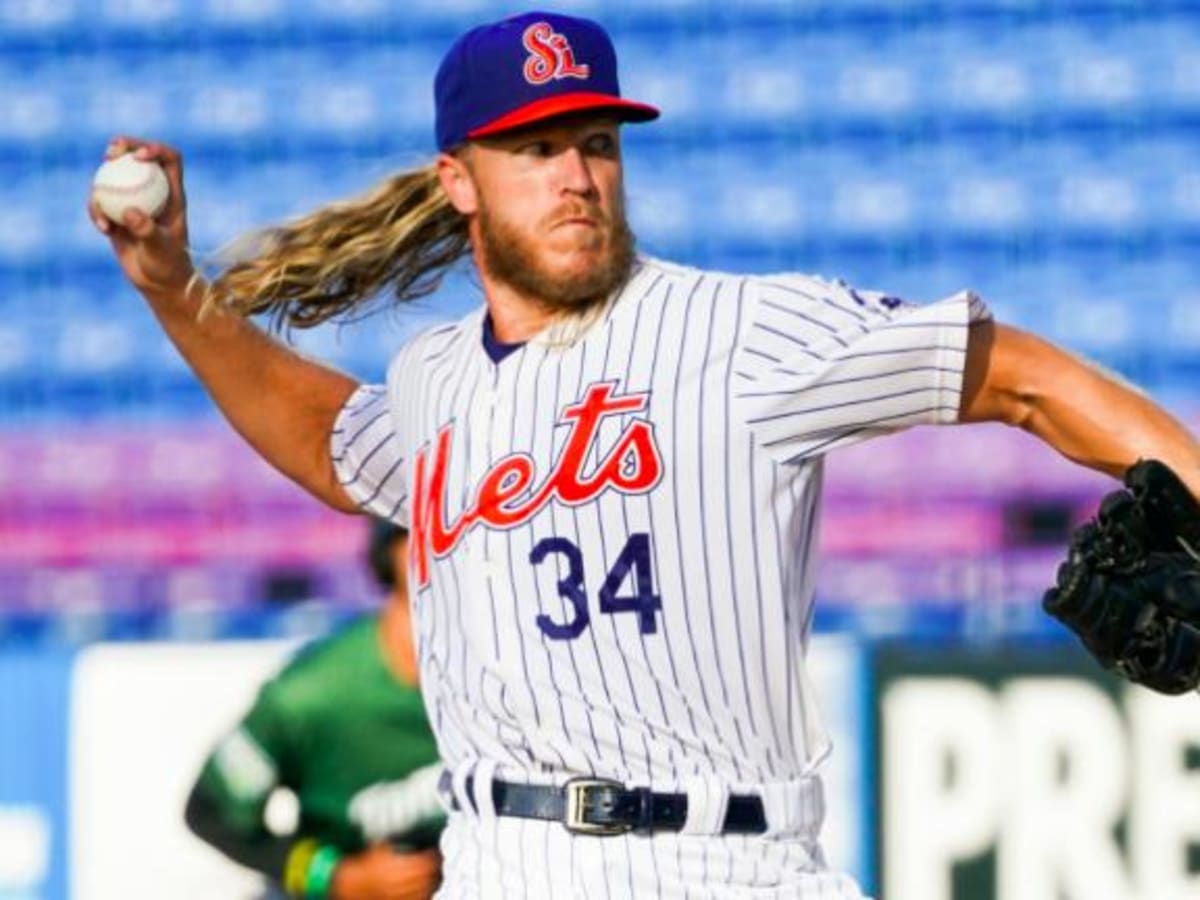 Noah Syndergaard pitches perfect inning in rehab start for Syracuse Mets;  game suspended 