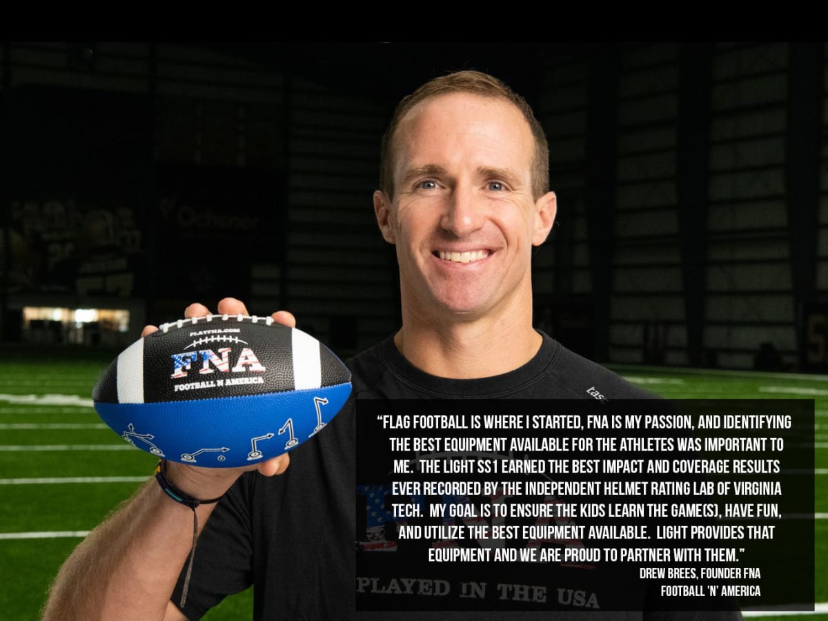 Former Saints QB Drew Brees' Football 'N' America Partnership with LIGHT  Helmets - Sports Illustrated New Orleans Saints News, Analysis and More