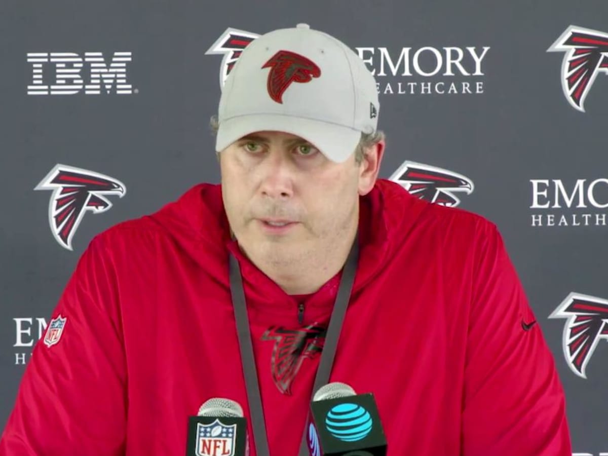 Atlanta Falcons head coach Arthur Smith speaks during a news conference  after an NFL football game against the Carolina Panthers, Sunday, Sept. 10,  2023, in Atlanta. The Atlanta Falcons won 24-10. (AP