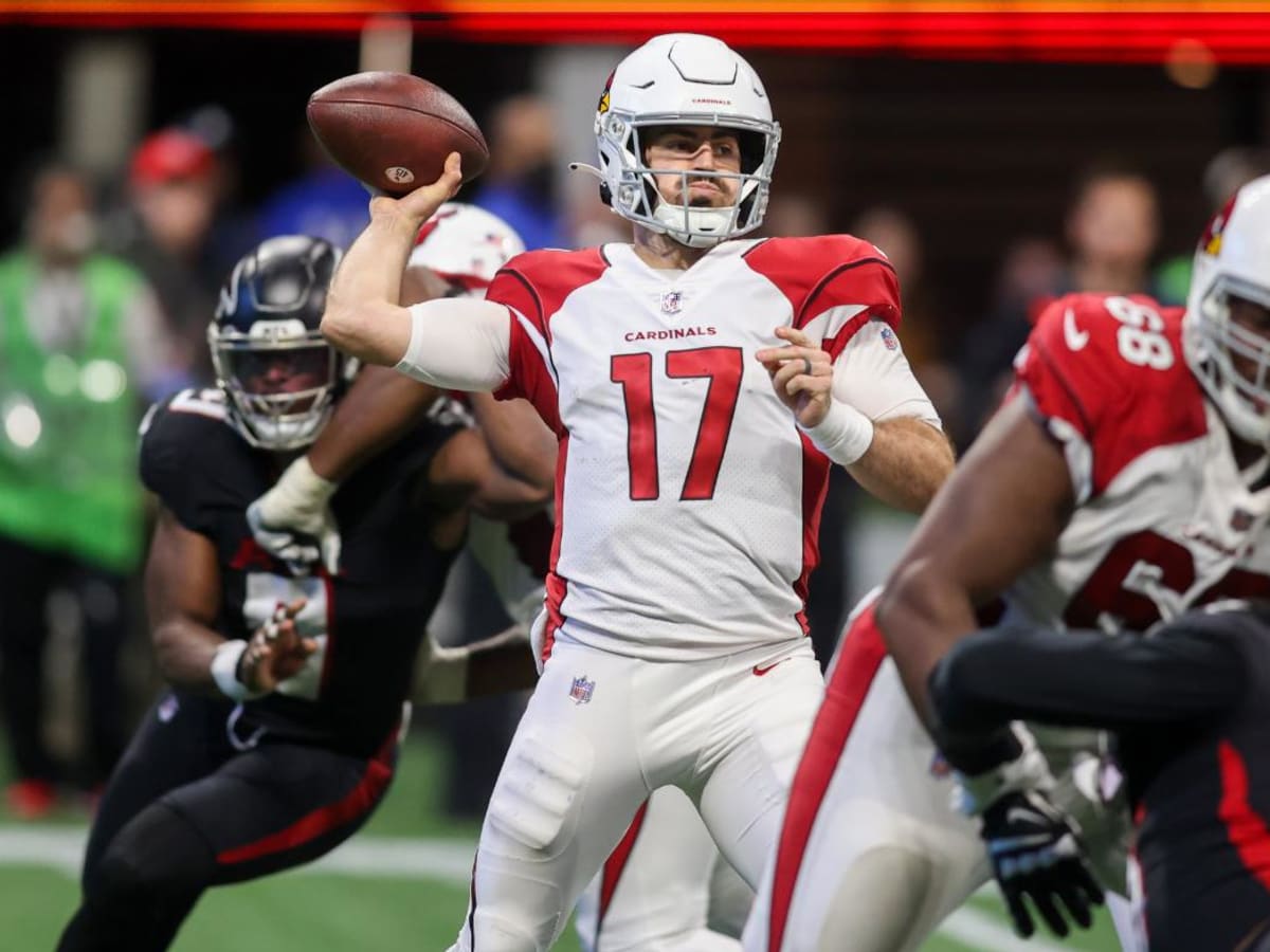 MINNEAPOLIS, MN - AUGUST 26: .Arizona Cardinals Quarterback David Blough  (17) is sacked by Minnesota