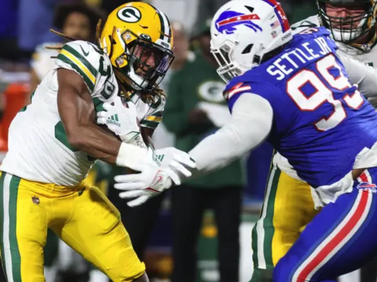 Buffalo Bills defensive tackle Tim Settle (99) and Bills defensive