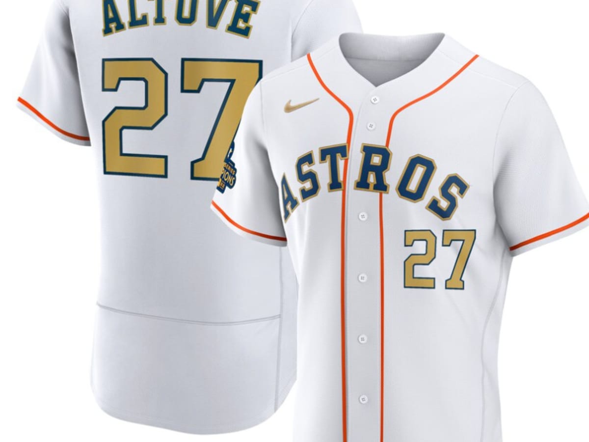 Nike Men's Jose Altuve White, Gold Houston Astros 2023 Collection