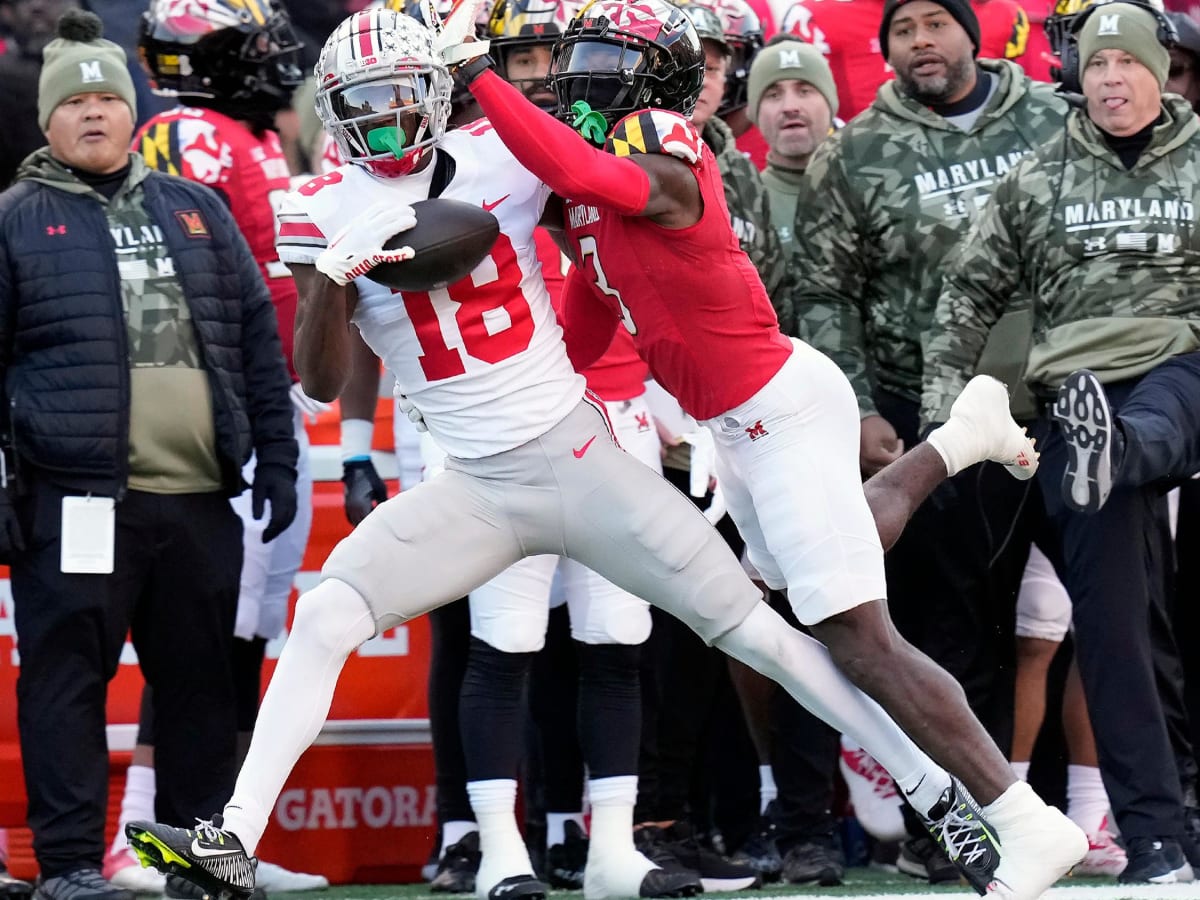 LOOK: Ohio State Buckeyes WR Marvin Harrison Jr. Wears Blue Tie, Louis  Vuitton Shoes In Homage Of Father - Sports Illustrated Ohio State Buckeyes  News, Analysis and More