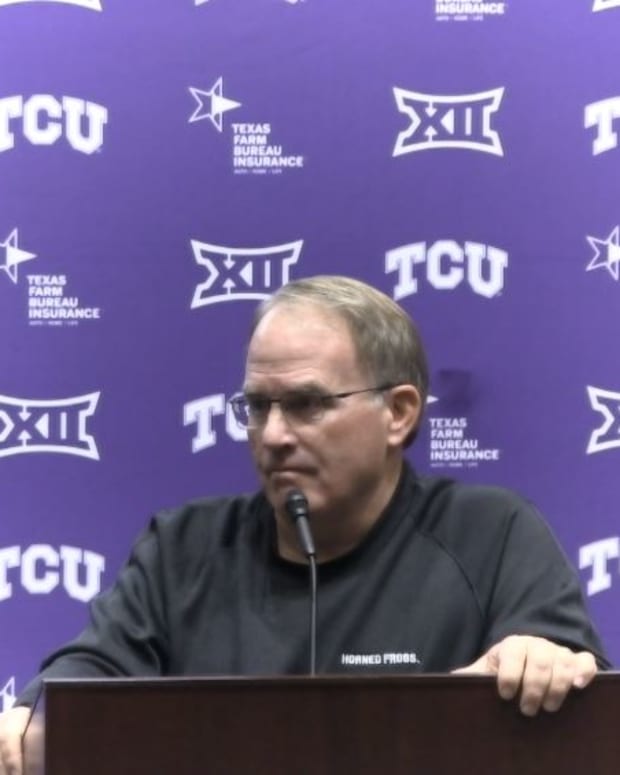 Coach Patterson speaks at his weekly press conference on October 19, 2021.