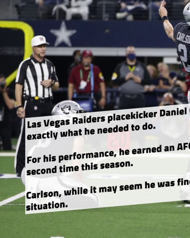 Daniel Carlson Earns AFC Special Teams Player of the Week