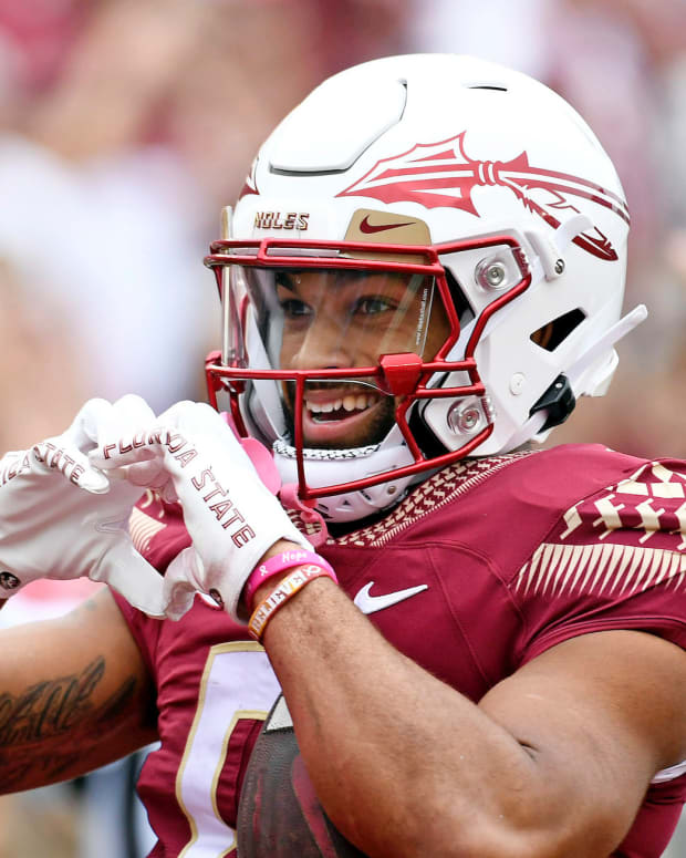 Derwin James celebrates with fellow FSU first-round pick Jalen