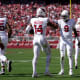 Arizona Cardinals wide receiver Michael Wilson (14) is congratulated by quarterback Joshua Dobbs (9) after catching a touchdown pass against the San Francisco 49ers in the second quarter at Levi's Stadium.