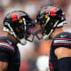 Arizona Cardinals tight end Zach Ertz (right) celebrates a touchdown with quarterback Joshua Dobbs against the Cincinnati Bengals in the first half at State Farm Stadium.