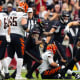 Arizona Cardinals defensive tackle Dante Stills (55) celebrates after sacking Cincinnati Bengals quarterback Joe Burrow in the first half at State Farm Stadium.