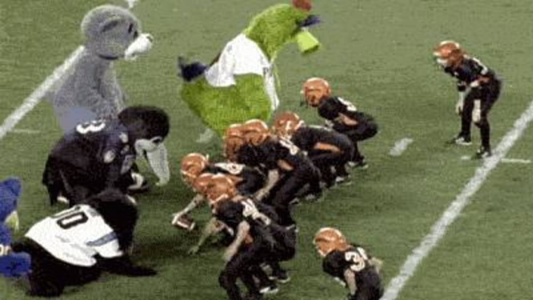 GIF: Bills Mascot Jumps Over the O-Line to Wreck a Pee-Wee Quarterback