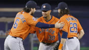 Gomez, Gattis lead Keuchel and Astros to testy rout of Yanks