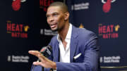 Heat forward Chris Bosh (blood clot) begins lifting, running