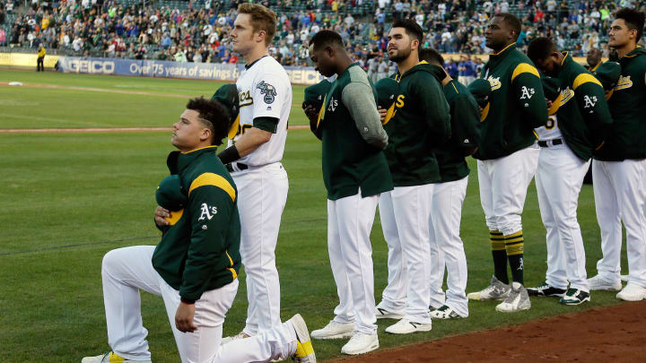 Athletics’ Bruce Maxwell Becomes First MLB Player to Kneel for National Anthem