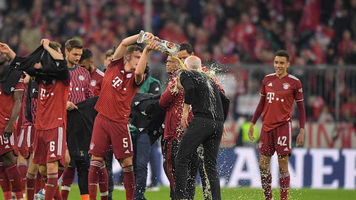 Bayern Munich Players Soak Julian Nagelsmann In Beer As They Celebrate Bundesliga Title