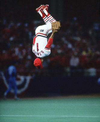 ozzie cardinals backflip flip shortstop doing siphotos cardinal stl trademark backflips modra tee oct 1980s rocked scare shortstops thechive sully