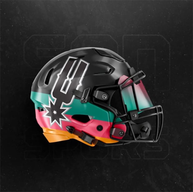 What would it look like if NBA teams used football helmets? These