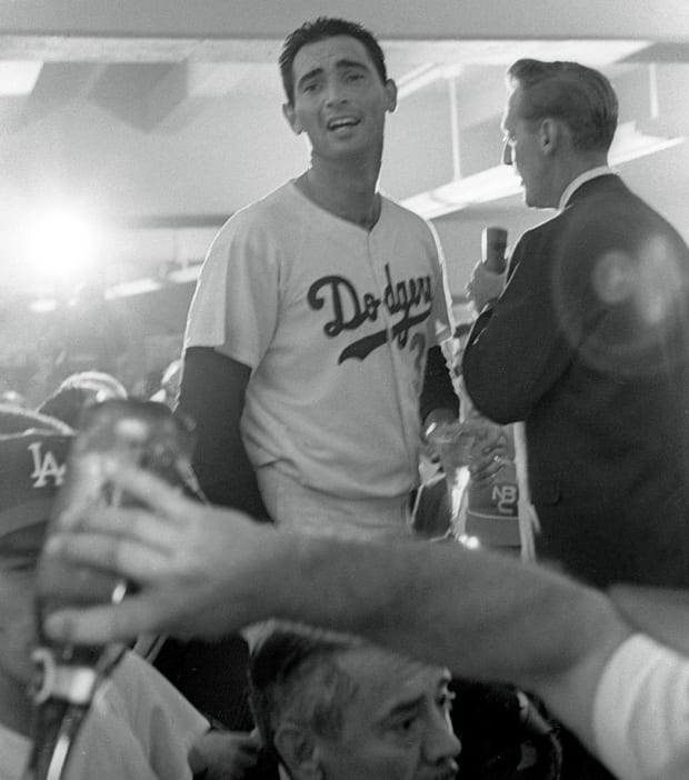 Sandy Koufax Soaking His Elbow In Ice by Bettmann