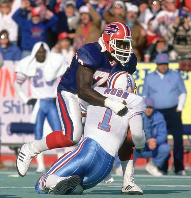 Defensive lineman Bruce Smith of the Buffalo Bills looks on during