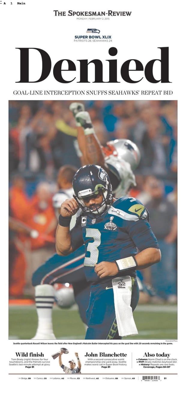 Super Bowl 2015: Newspaper front pages from New England, Seattle - Sports  Illustrated