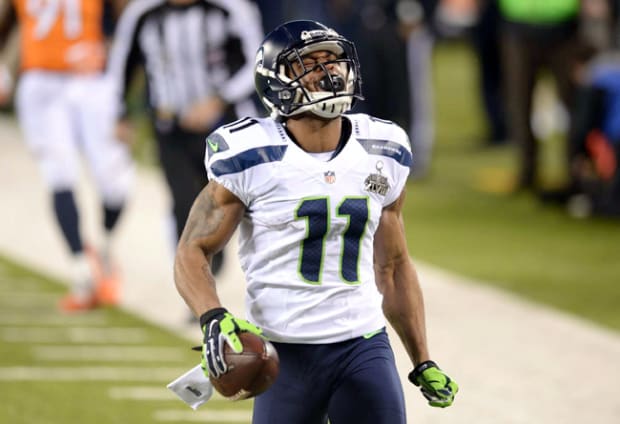 Wide Receiver Percy Harvin #11 of the Seattle Seahawks during pre