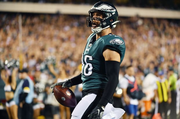 Noah Togiai of the Philadelphia Eagles celebrates against the