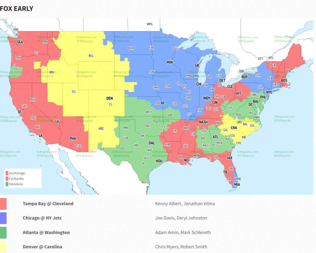 NFL Week 3 TV Coverage Map - Sports Illustrated Arizona Cardinals