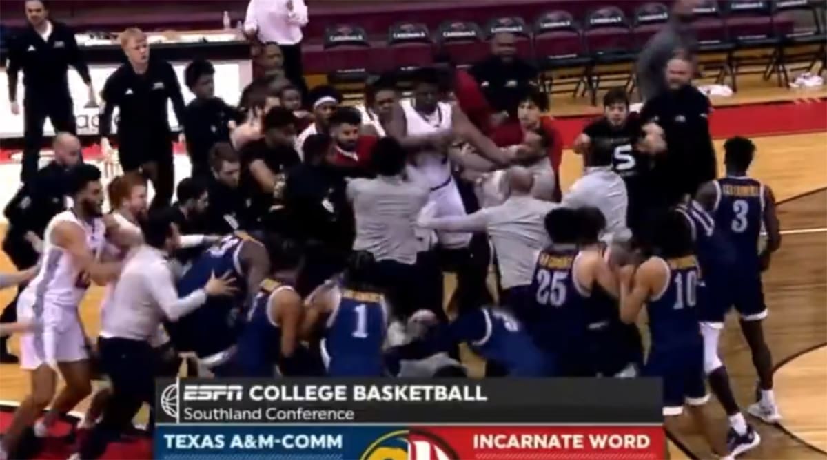 Massive Brawl Breaks Out While Players Shake Hands After College Basketball Game