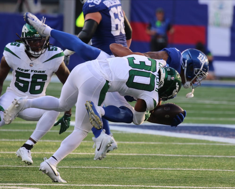 New York Jets cornerback Michael Carter II (30) against the