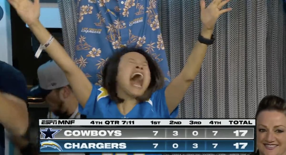 This Fired Up Chargers Fan Became a Meme During Her Team’s Loss to the ...
